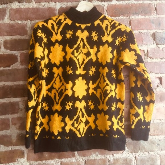 VTG Damask Knit Mockneck Sweater Size 36 - Picture 6 of 6